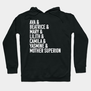 Character names (v3 white text) - Warrior Nun Hoodie
